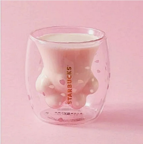 Starbucks Glass Paw Pink Cherry Blossom Cup Rare! - Picture 2 of 11